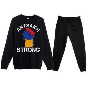 Artsakh Strong Armenian Flag Colors Protest Fist Premium Crewneck Sweatsuit Set