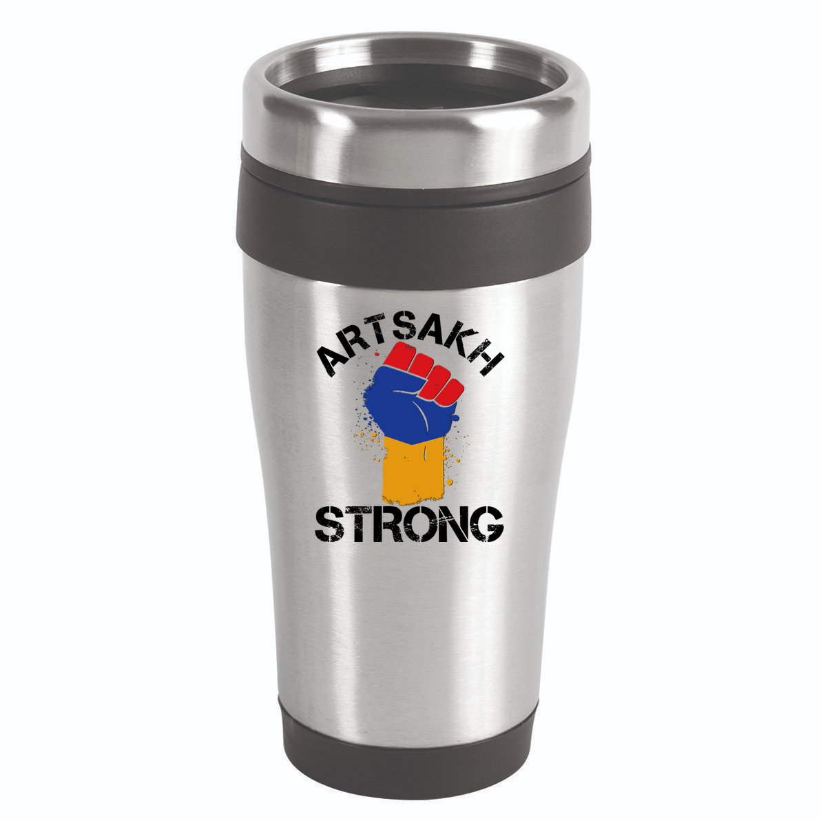 Artsakh Strong Armenian Flag Colors Protest Fist 16oz Travel Tumbler