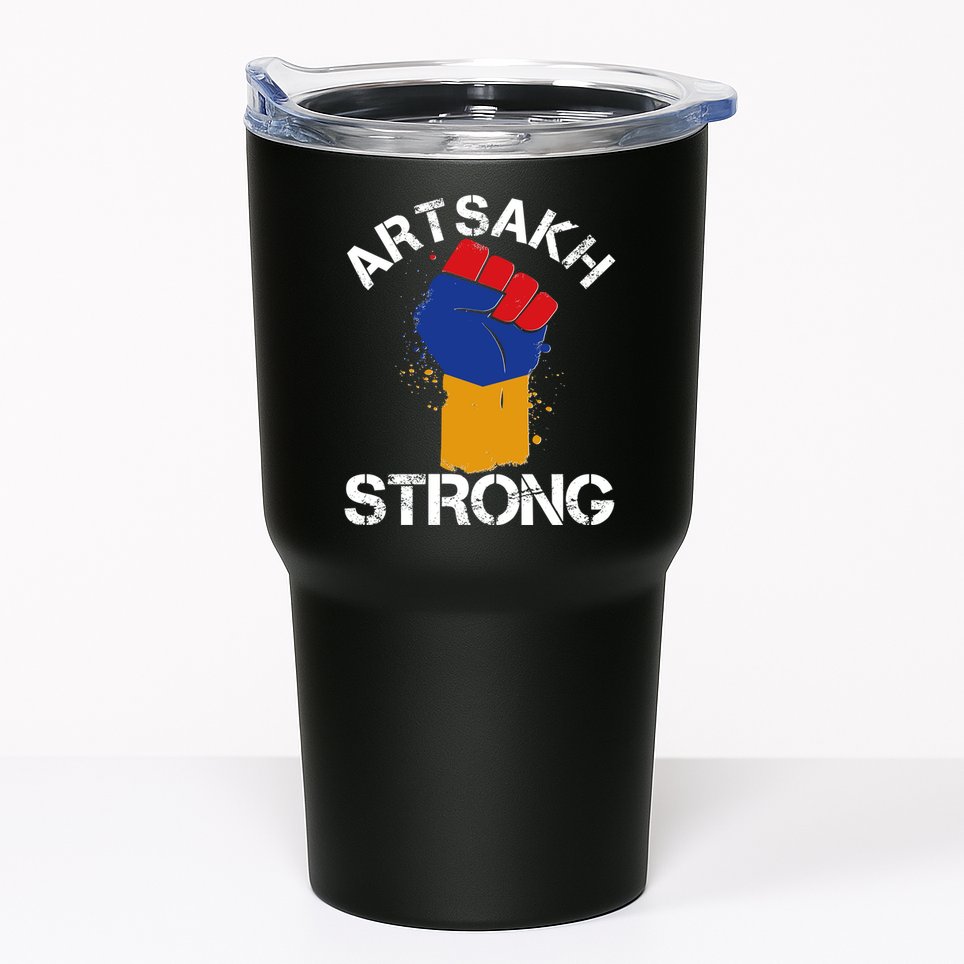 Artsakh Strong Armenian Flag Colors Protest Fist Tumbler