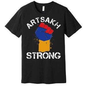 Artsakh Strong Armenian Flag Colors Protest Fist Premium T-Shirt