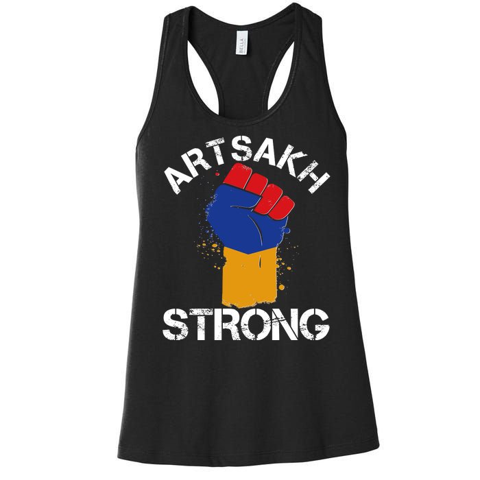 Artsakh Strong Armenian Flag Colors Protest Fist Women's Racerback Tank