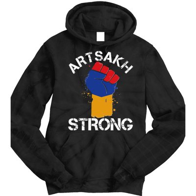 Artsakh Strong Armenian Flag Colors Protest Fist Tie Dye Hoodie