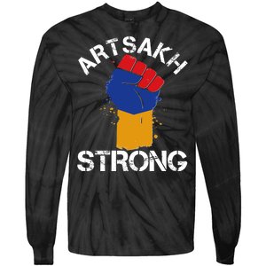 Artsakh Strong Armenian Flag Colors Protest Fist Tie-Dye Long Sleeve Shirt