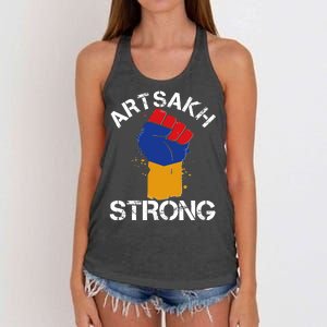 Artsakh Strong Armenian Flag Colors Protest Fist Women's Knotted Racerback Tank