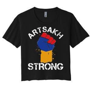 Artsakh Strong Armenian Flag Colors Protest Fist Women's Crop Top Tee