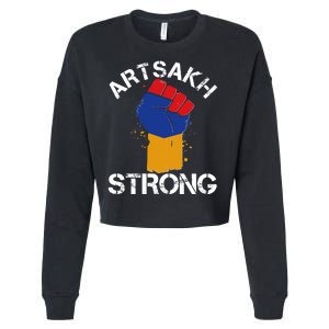 Artsakh Strong Armenian Flag Colors Protest Fist Cropped Pullover Crew