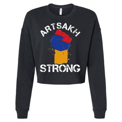 Artsakh Strong Armenian Flag Colors Protest Fist Cropped Pullover Crew