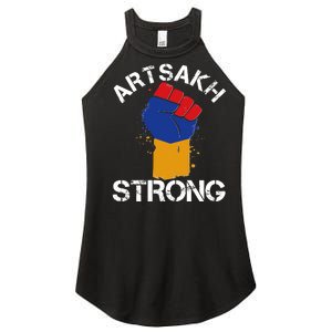 Artsakh Strong Armenian Flag Colors Protest Fist Women's Perfect Tri Rocker Tank