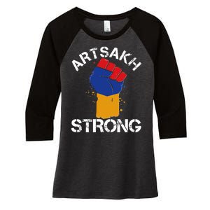 Artsakh Strong Armenian Flag Colors Protest Fist Women's Tri-Blend 3/4-Sleeve Raglan Shirt