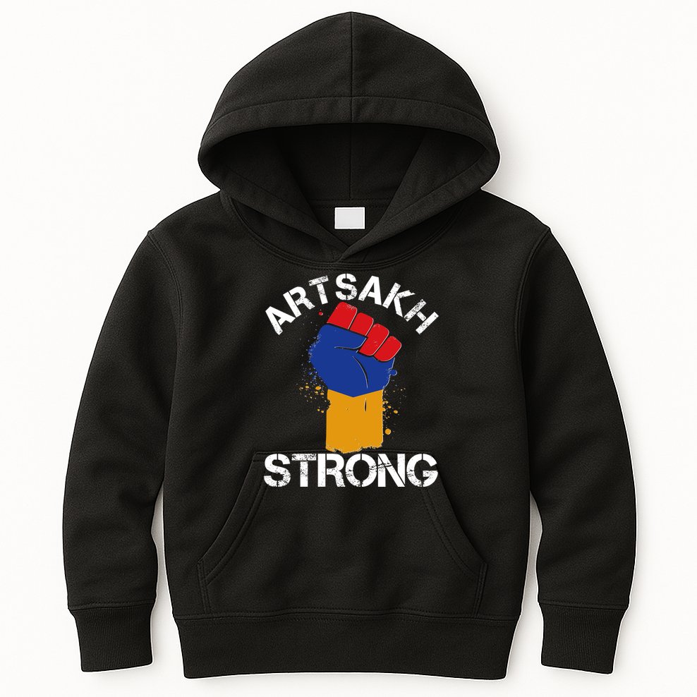 Artsakh Strong Armenian Flag Colors Protest Fist Kids Hoodie