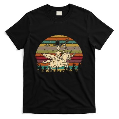 Alien Riding Unicorn Funny Cool Ufo Vintage T-Shirt