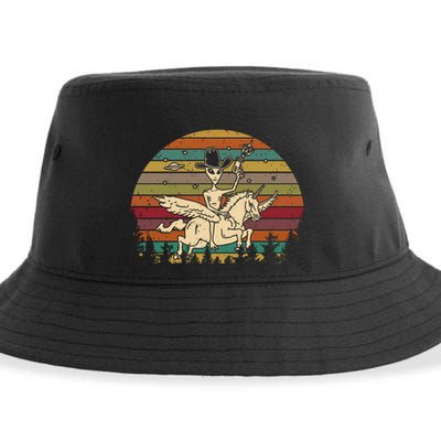 Alien Riding Unicorn Funny Cool Ufo Vintage Sustainable Bucket Hat