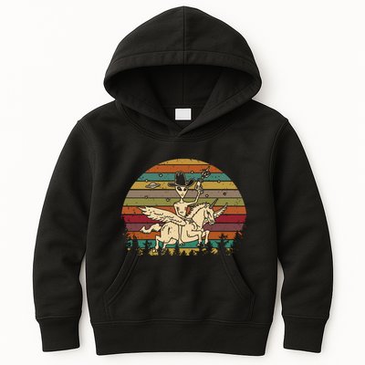 Alien Riding Unicorn Funny Cool Ufo Vintage Kids Hoodie