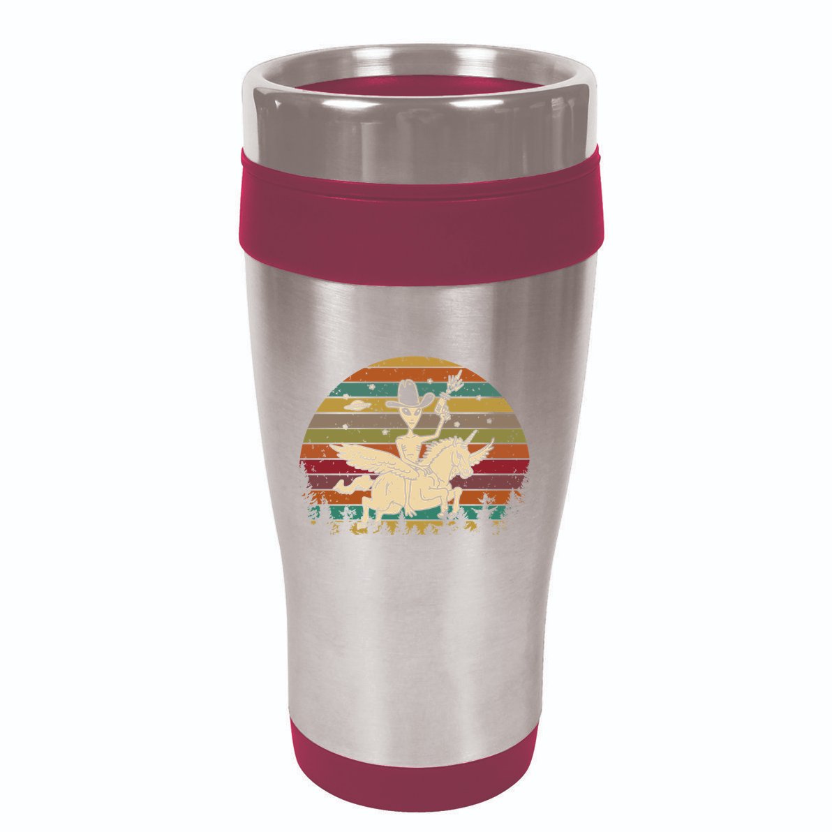 Alien Riding Unicorn Funny Cool Ufo Vintage 16oz Travel Tumbler