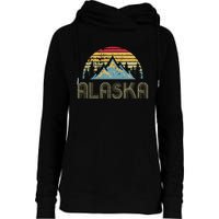 Alaska Retro Vintage Mountains Nature Hiking Womens Funnel Neck Pullover Hood