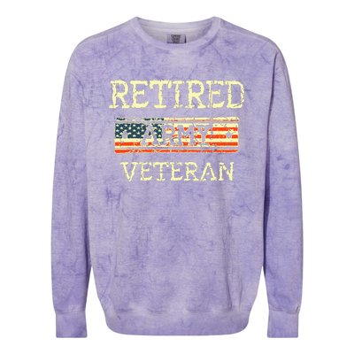 Army Retired Veteran Army American Flag Veteran Retirement Colorblast Crewneck Sweatshirt