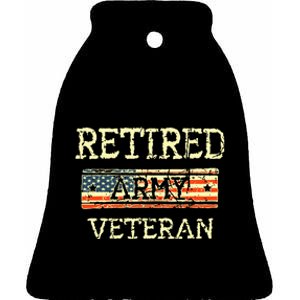 Army Retired Veteran Army American Flag Veteran Retirement Ceramic Bell Ornament