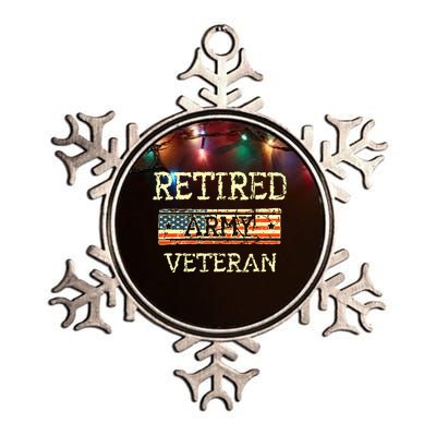 Army Retired Veteran Army American Flag Veteran Retirement Metallic Star Ornament