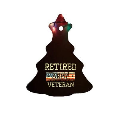 Army Retired Veteran Army American Flag Veteran Retirement Ceramic Tree Ornament