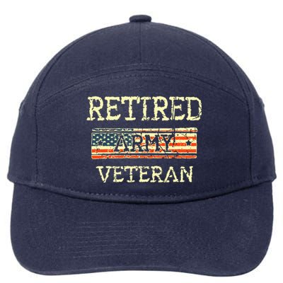 Army Retired Veteran Army American Flag Veteran Retirement 7-Panel Snapback Hat