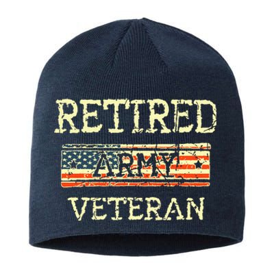 Army Retired Veteran Army American Flag Veteran Retirement Sustainable Beanie