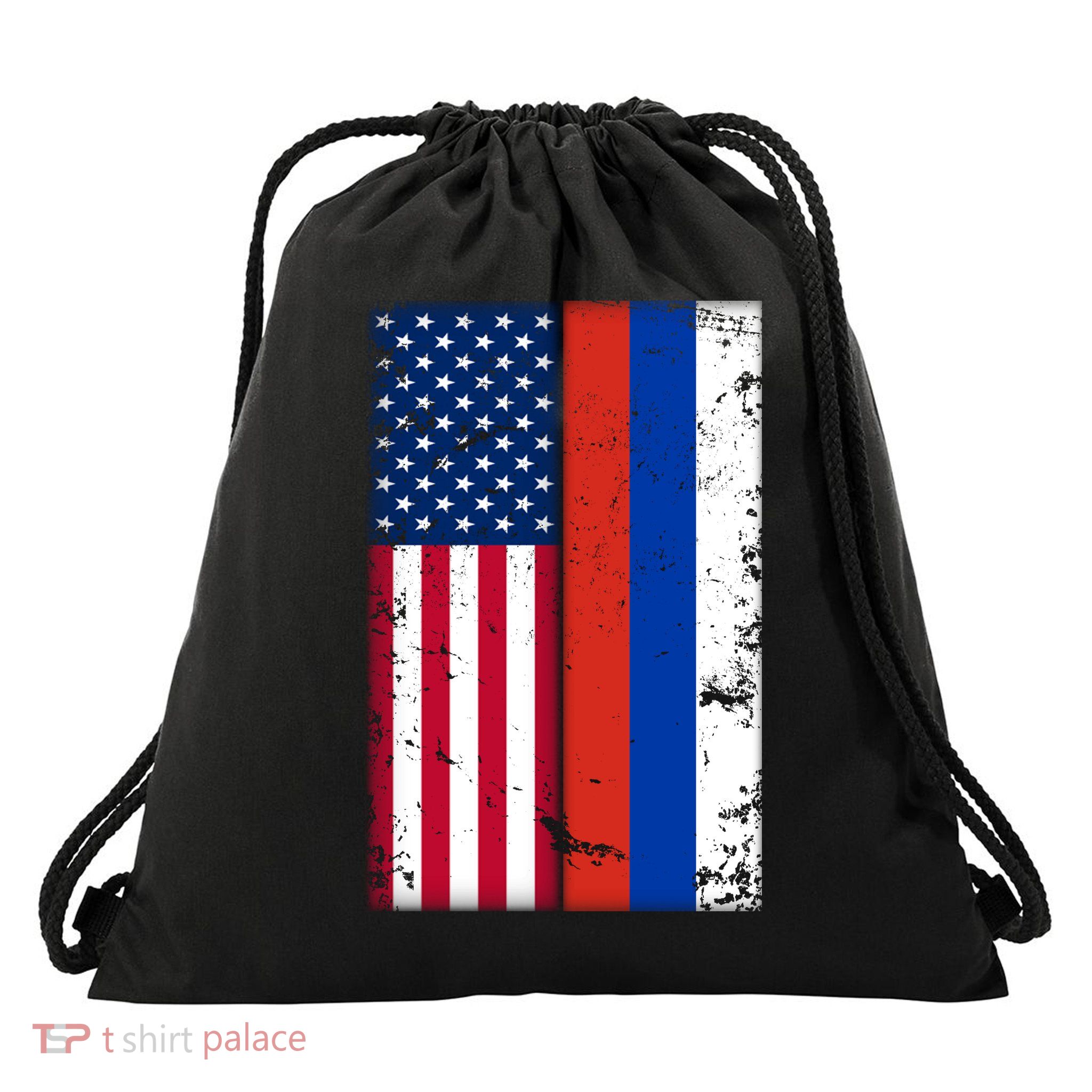 American Russia Vintage Flag Drawstring Bag
