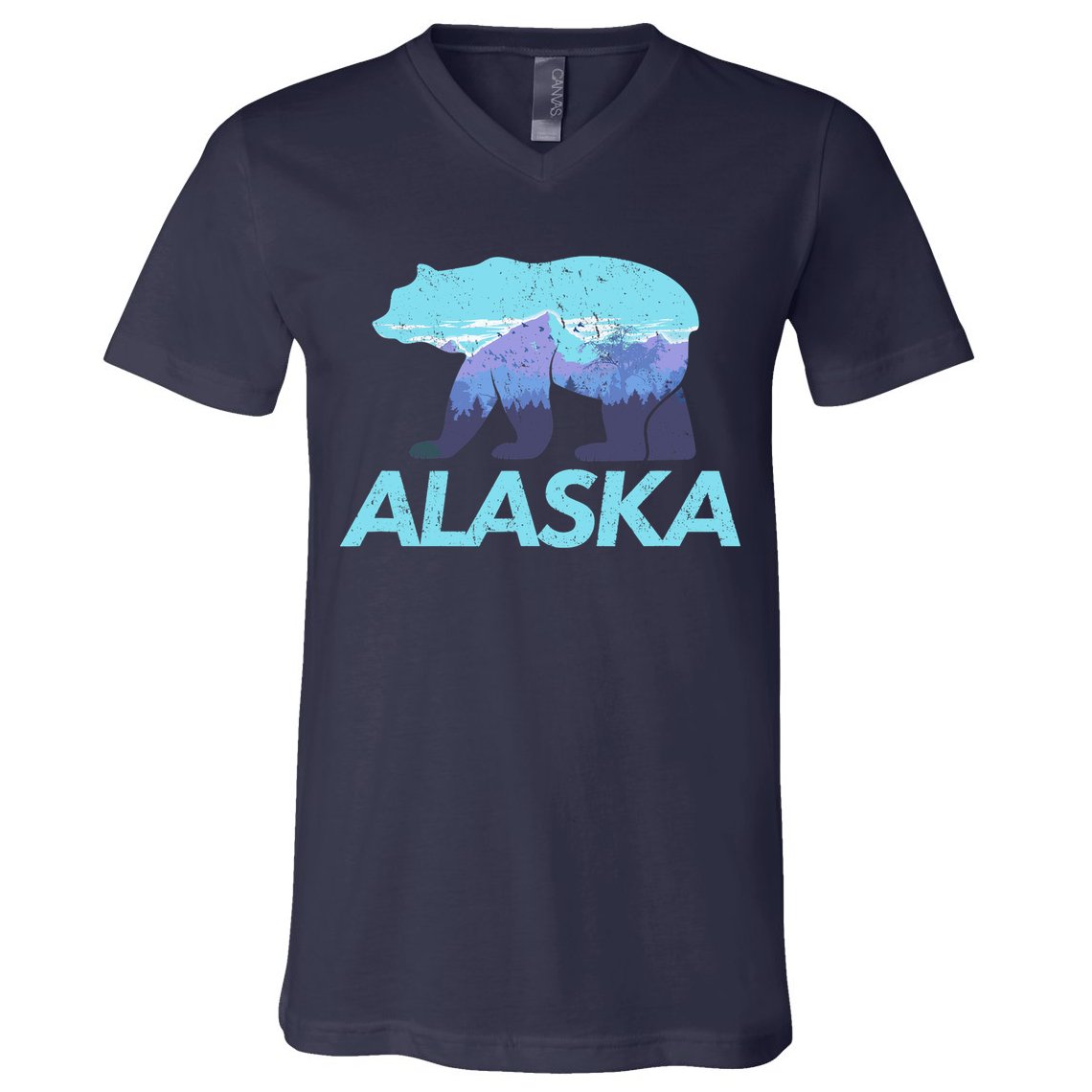 Alaska Retro Vintage Mountains & Outdoors Wilderness State V-Neck T-Shirt