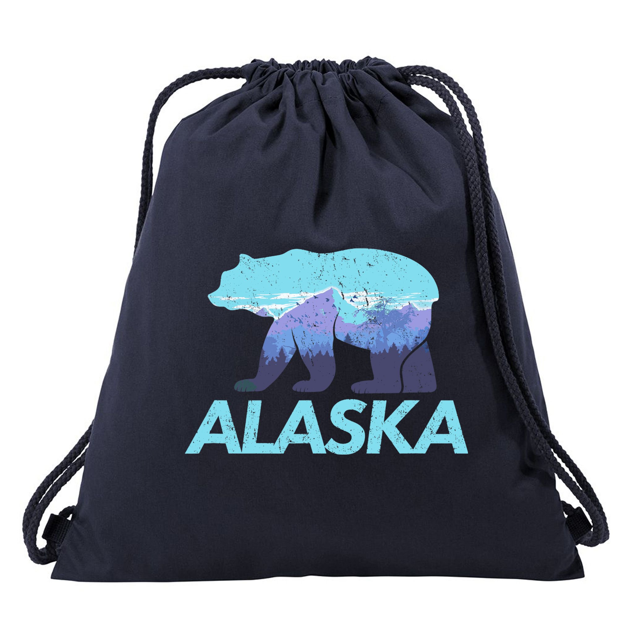 Alaska Retro Vintage Mountains & Outdoors Wilderness State Drawstring Bag