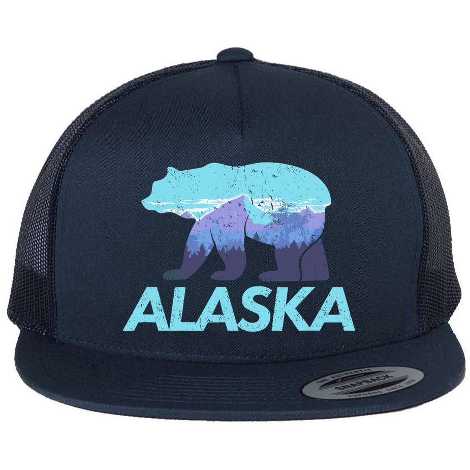 Alaska Retro Vintage Mountains & Outdoors Wilderness State Flat Bill Trucker Hat