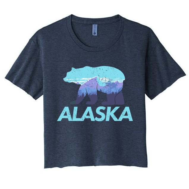 Alaska Retro Vintage Mountains & Outdoors Wilderness State Crop Top