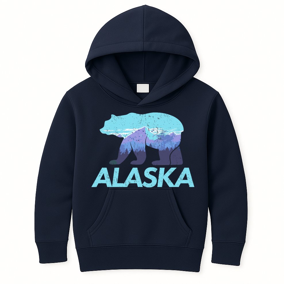 Alaska Retro Vintage Mountains & Outdoors Wilderness State Kids Hoodie