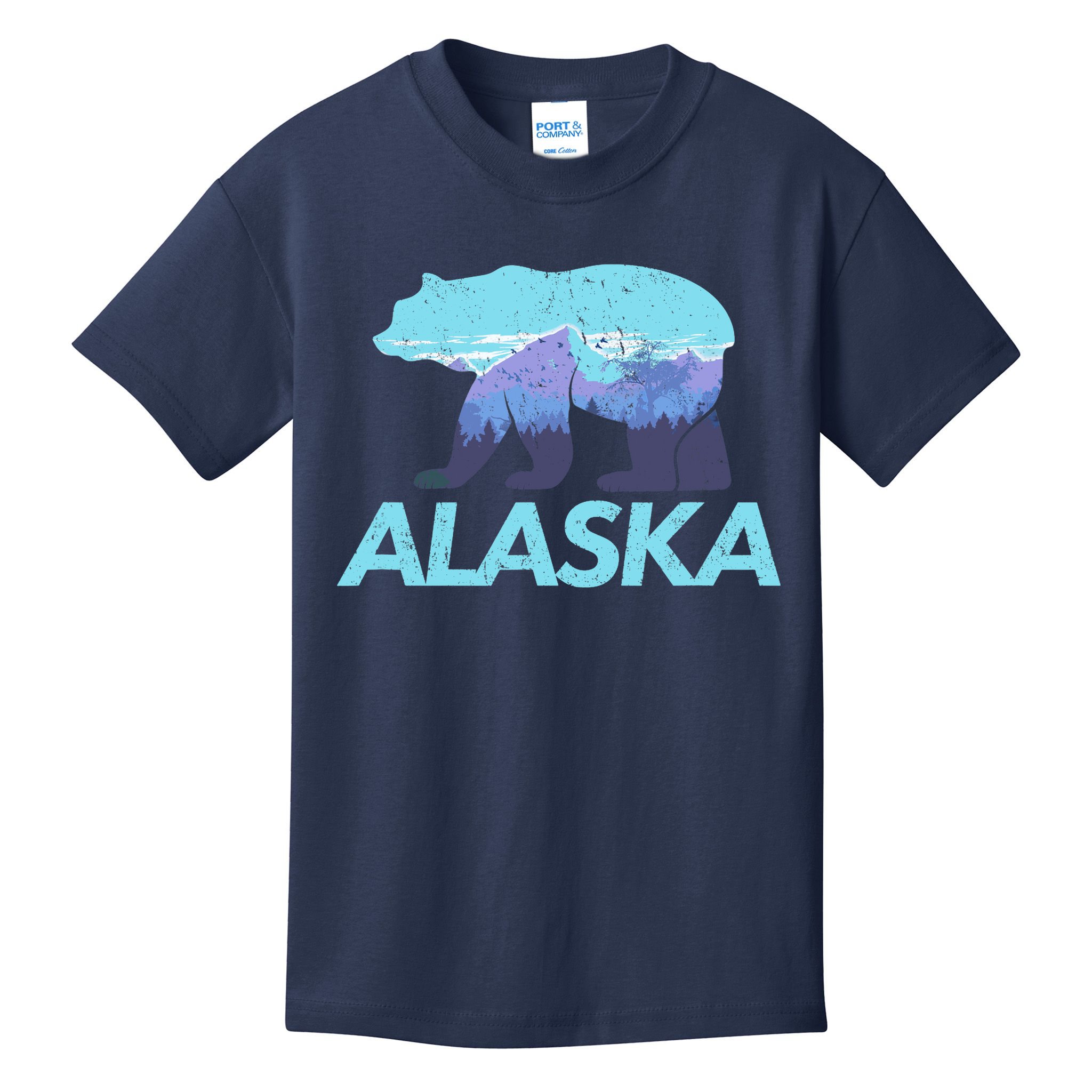 Alaska Retro Vintage Mountains & Outdoors Wilderness State Kids T-Shirt