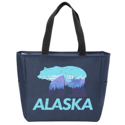 Alaska Retro Vintage Mountains & Outdoors Wilderness State Zip Tote Bag