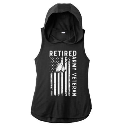 Army Retired Veteran American Gift For Veteran Day Ladies PosiCharge Tri-Blend Wicking Draft Hoodie Tank