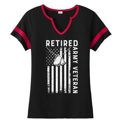 Army Retired Veteran American Gift For Veteran Day Ladies Halftime Notch Neck Tee