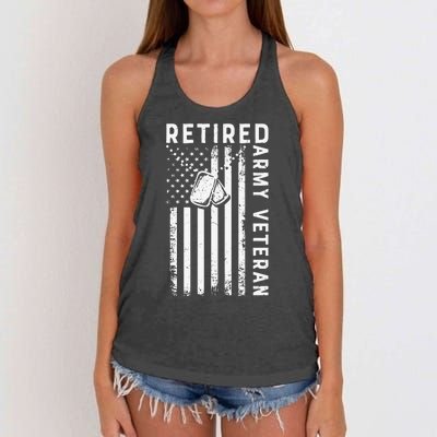 Army Retired Veteran American Gift For Veteran Day Women's Knotted Racerback Tank