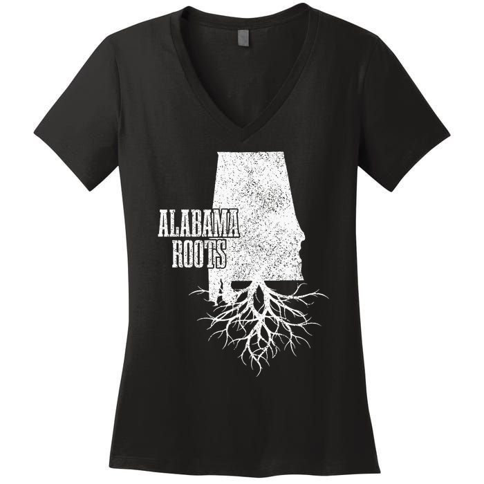 Alabama Roots Vintage Pride State Map Gift Women's V-Neck T-Shirt