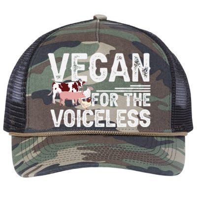 Animal Rights Veganism Plant Based Vegan For The Voiceless Gift Retro Rope Trucker Hat Cap