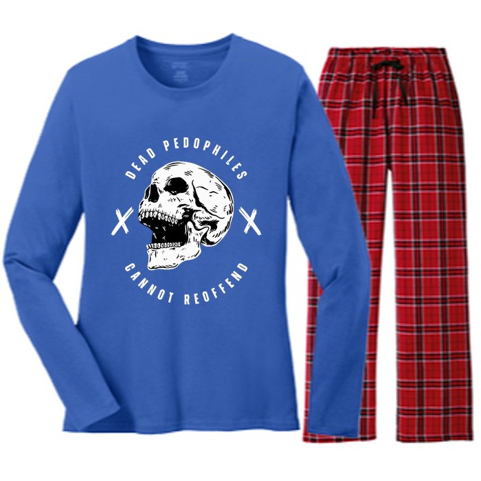 Alex Rosen Wearing Dead Pedophiles Cannot Reoffend Women's Long Sleeve Flannel Pajama Set 