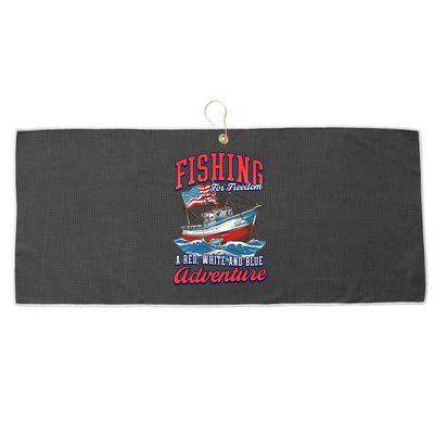 A Red White And Blue Adventure Design Patriotic Fishing Gift Large Microfiber Waffle Golf Towel