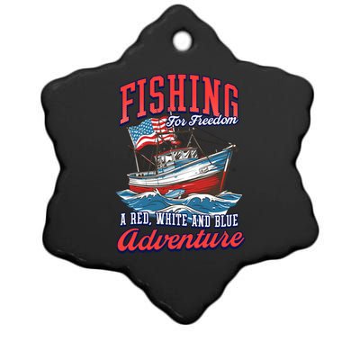 A Red White And Blue Adventure Design Patriotic Fishing Gift Ceramic Star Ornament