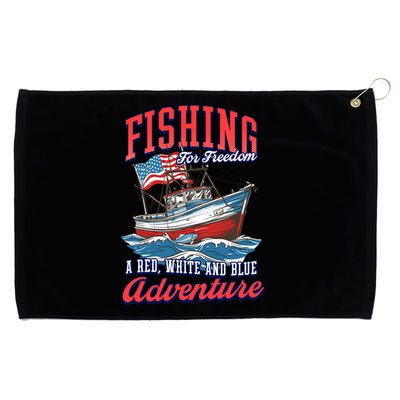 A Red White And Blue Adventure Design Patriotic Fishing Gift Grommeted Golf Towel