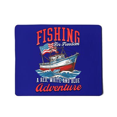 A Red White And Blue Adventure Design Patriotic Fishing Gift Mousepad