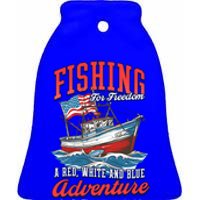 A Red White And Blue Adventure Design Patriotic Fishing Gift Ceramic Bell Ornament