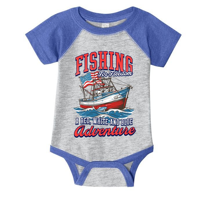 A Red White And Blue Adventure Design Patriotic Fishing Gift Infant Baby Jersey Bodysuit