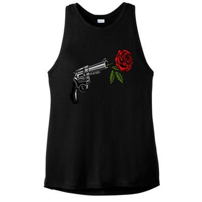 A Revolver With A Rose For Gun Lovers 2nd Adt 2a Gift Ladies PosiCharge Tri-Blend Wicking Tank