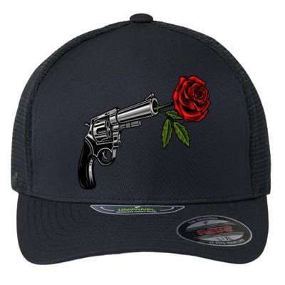 A Revolver With A Rose For Gun Lovers 2nd Adt 2a Gift Flexfit Unipanel Trucker Cap