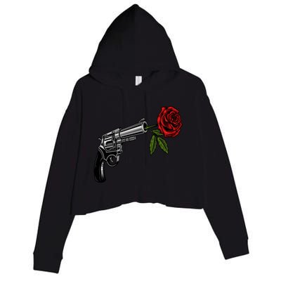 A Revolver With A Rose For Gun Lovers 2nd Adt 2a Gift Crop Fleece Hoodie