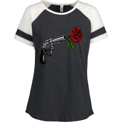 A Revolver With A Rose For Gun Lovers 2nd Adt 2a Gift Enza Ladies Jersey Colorblock Tee