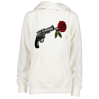 A Revolver With A Rose For Gun Lovers 2nd Adt 2a Gift Womens Funnel Neck Pullover Hood